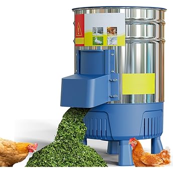 Feed Mill Commercial Electric Grain Mill with 25 Litre Bucket Made of Stainless Steel and 1000 W Motor for Chopping Straw Grass Vegetables Fruits and Potatoes