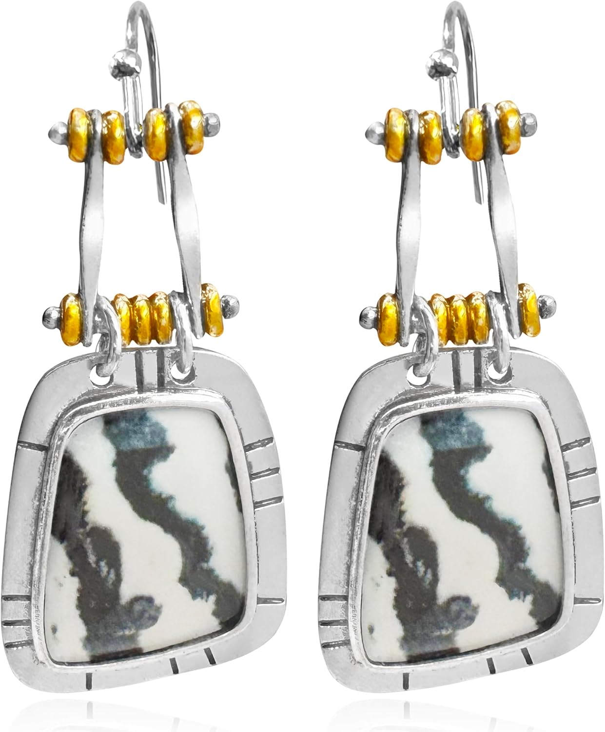 Vintage Sliver Tribal Geometry Oval Acrylic Stone Lightweight Dangle Drop Earrings Gothic Trapezoid Alloy Hook Earrings For Women Jewelry Gifts