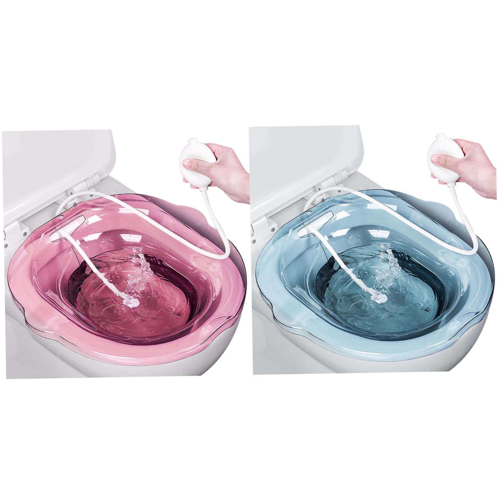 Baño Sitz para el inodoro, 2 piezas de bañera Sitz con más descaro, lavabo del asiento del inodoro para azul posparto, inodoros de inodoro, baño de sits para hemorroides, bañeras de sits con agujeros
