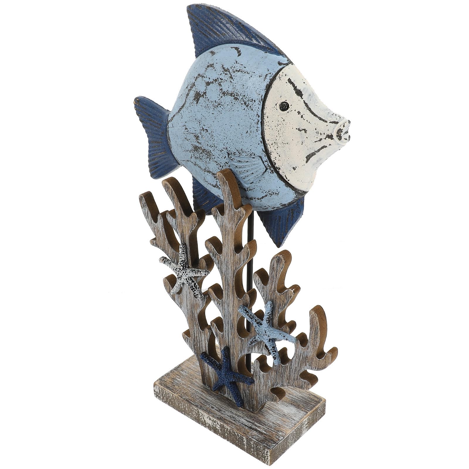 Ornement poisson sculpté en bois noble au design rétro élégant