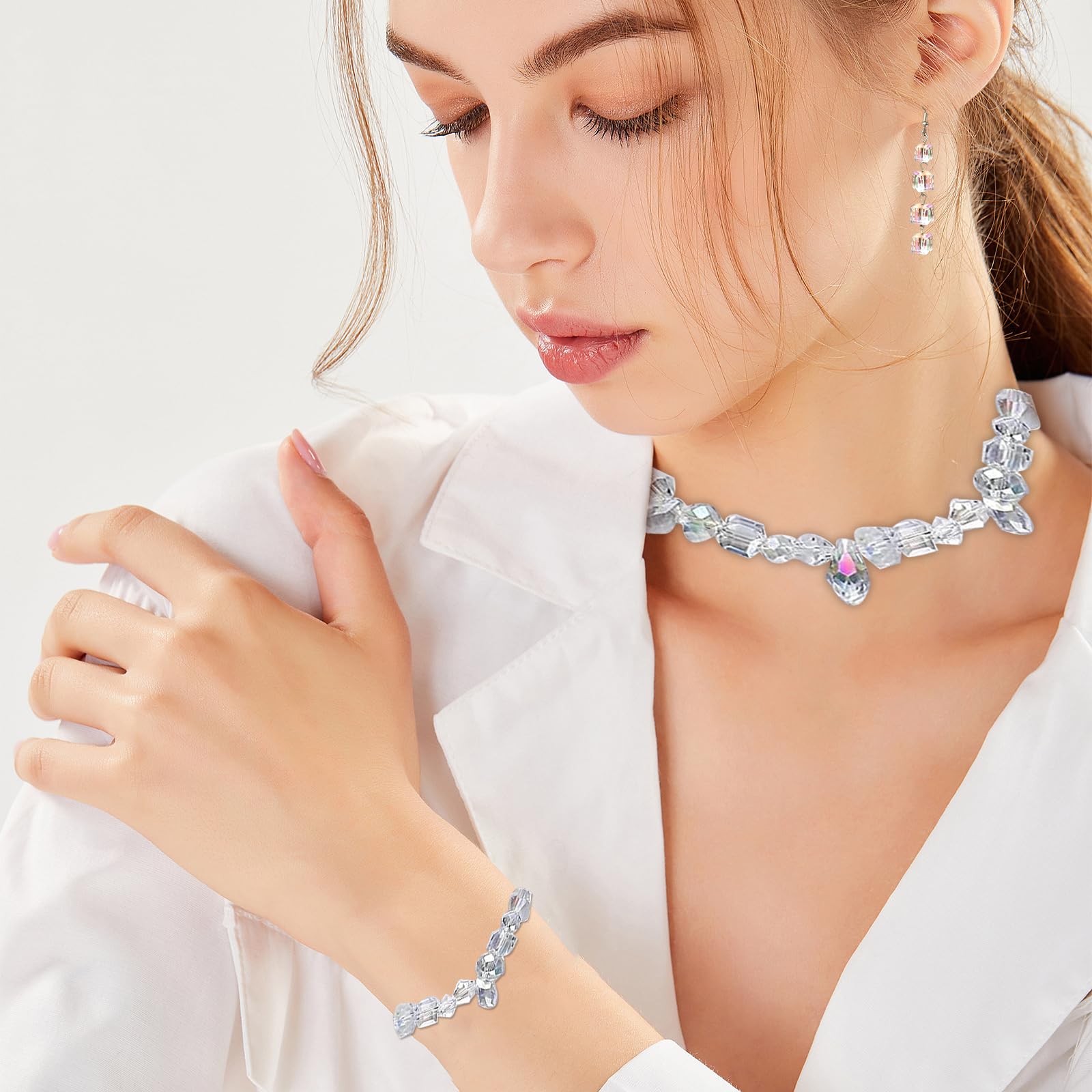 800 Glasperlen Set Zum Auffädeln - 8mm/6mm/4mm, Facettiert, Glitzernd, Mit Aufbewahrungsbox