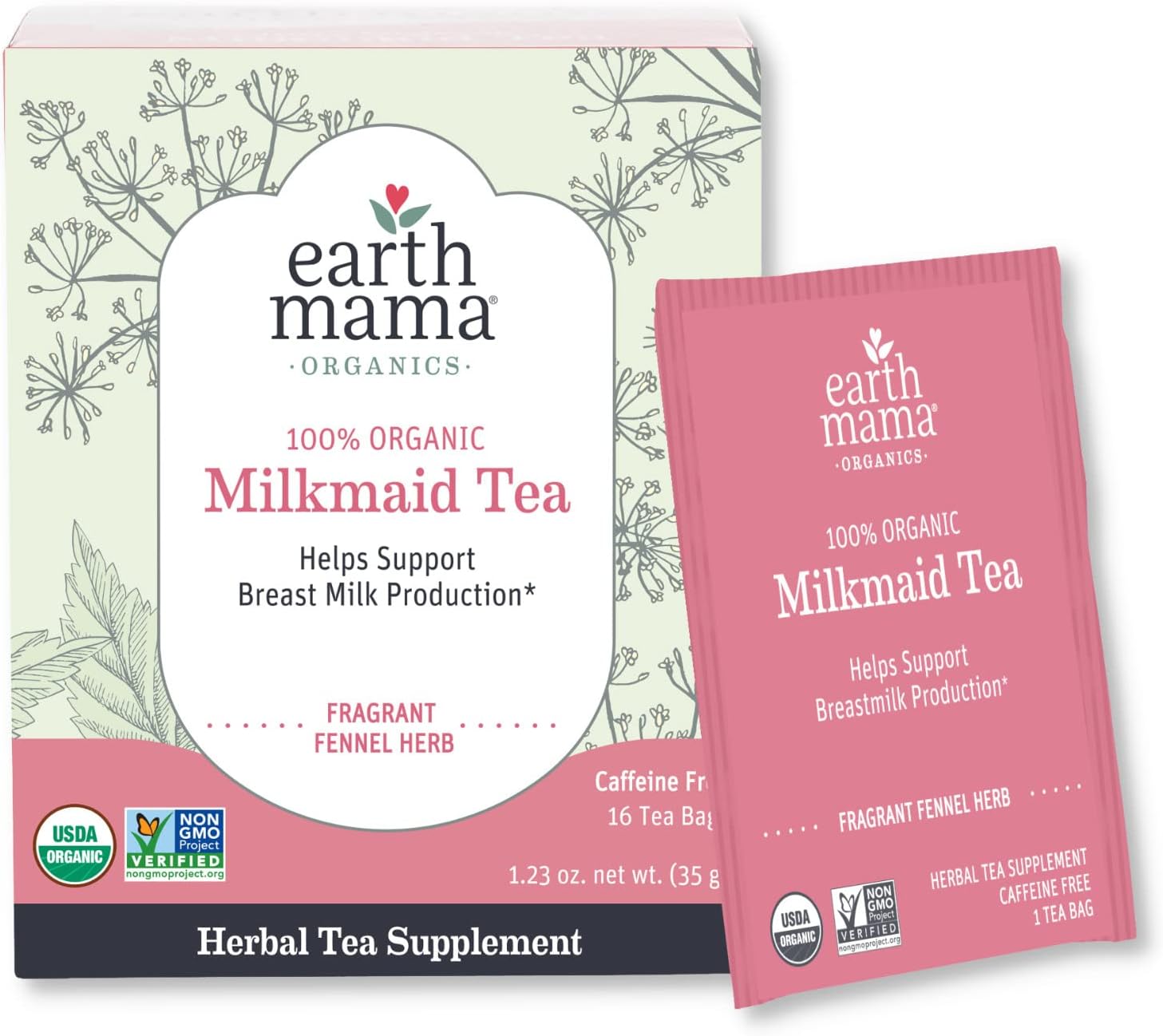 Organic Milkmaid Tea by Earth Mama Supports Healthy Breastmilk Production and