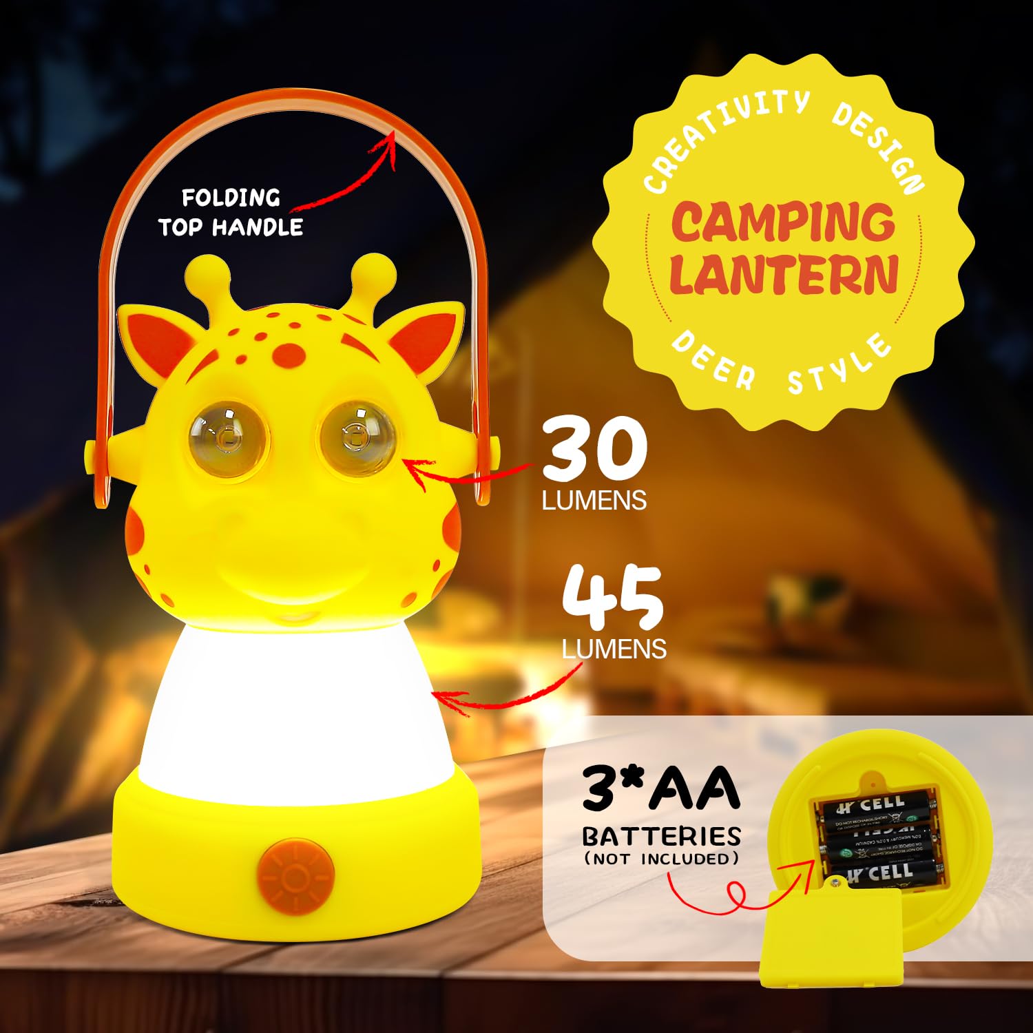 LED-Camping-Laterne und Stirnlampe, Hirsch-Set, batteriebetriebenes Nachtlicht für Kinder von 6–12 Jahren, Outdoor-Ausrüstung für Kinder im Alter von 8–12 Jahren, Spielzeug, Mädchen, Jungen,