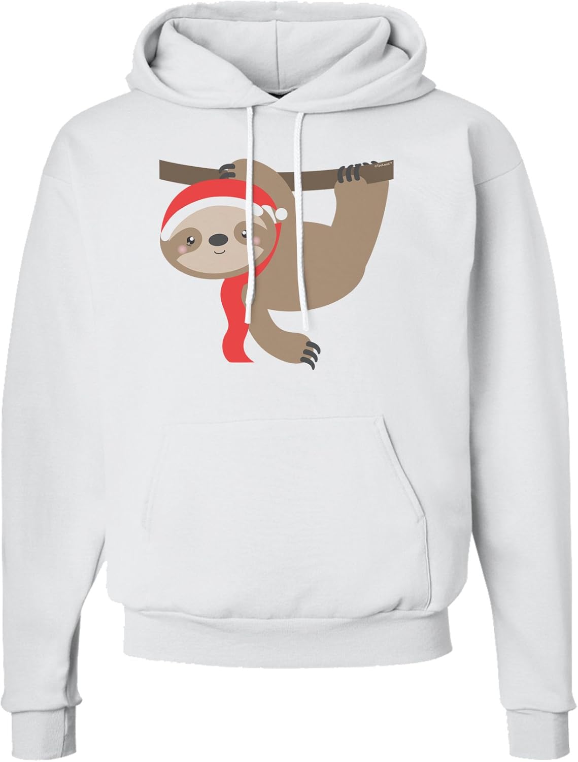 TOOLOUD Cute Christmas Sloth with Santa Hat Hoodie Sweatshirt Hooded Pullover Pockets