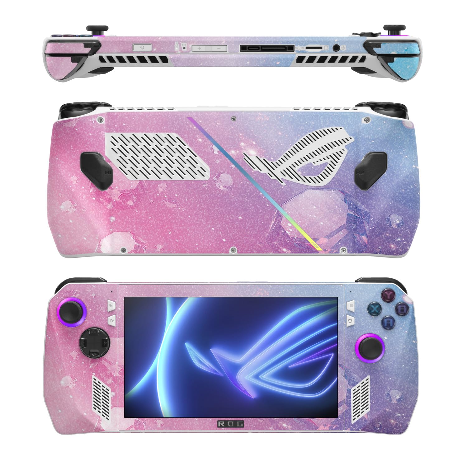 MightySkins Glossy Glitter Skin Compatible with Asus ROG Ally - Pink Diamond | Protective, Durable High-Gloss Glitter Finish | Easy to Apply