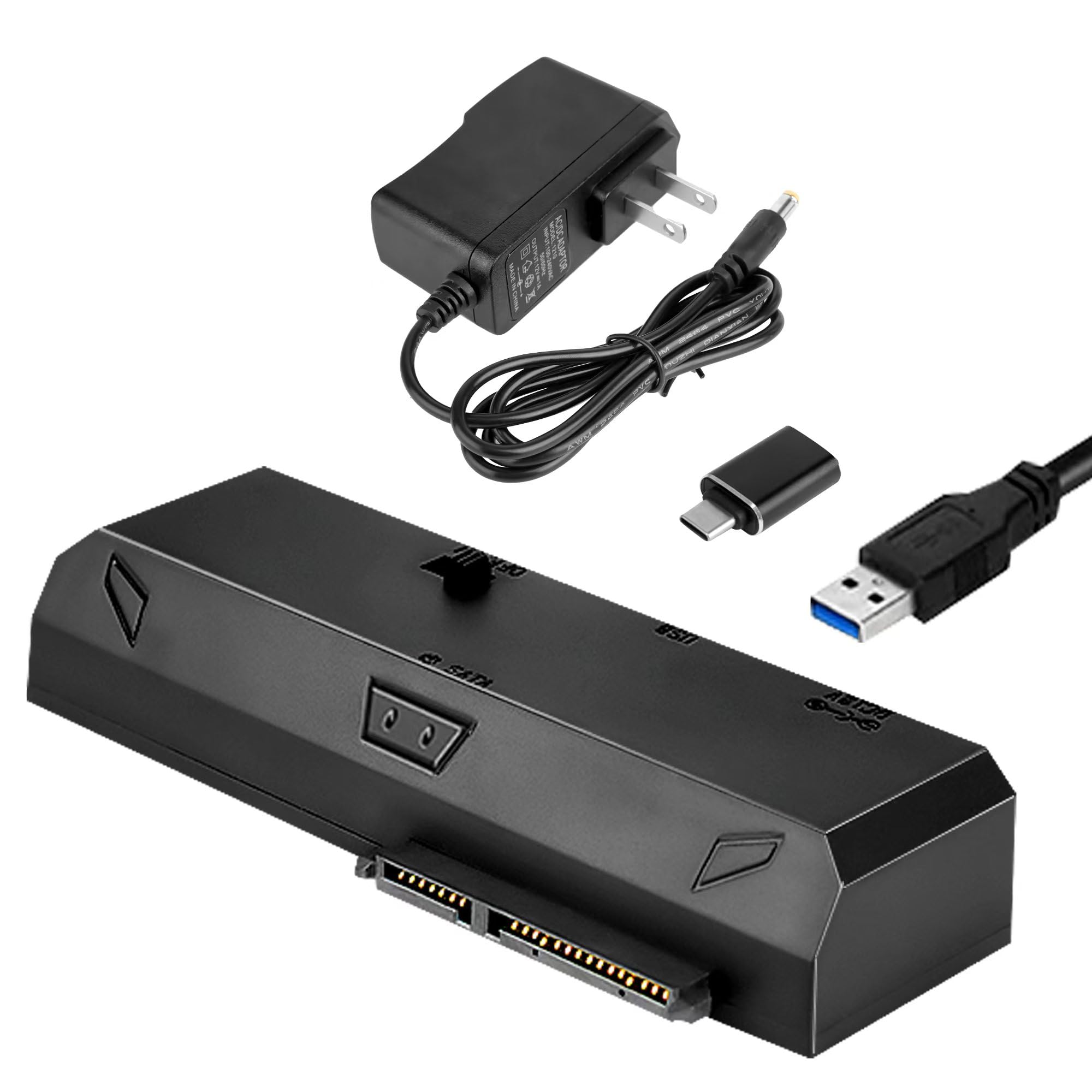 A-Goldnest SATA to USB Adapter for 2.5 3.5 Inch HDD/SSD Hard Drive Disk, Optical Drive, with 12V2A Power Adapter, 2-in-1 SATA to USB Adapter