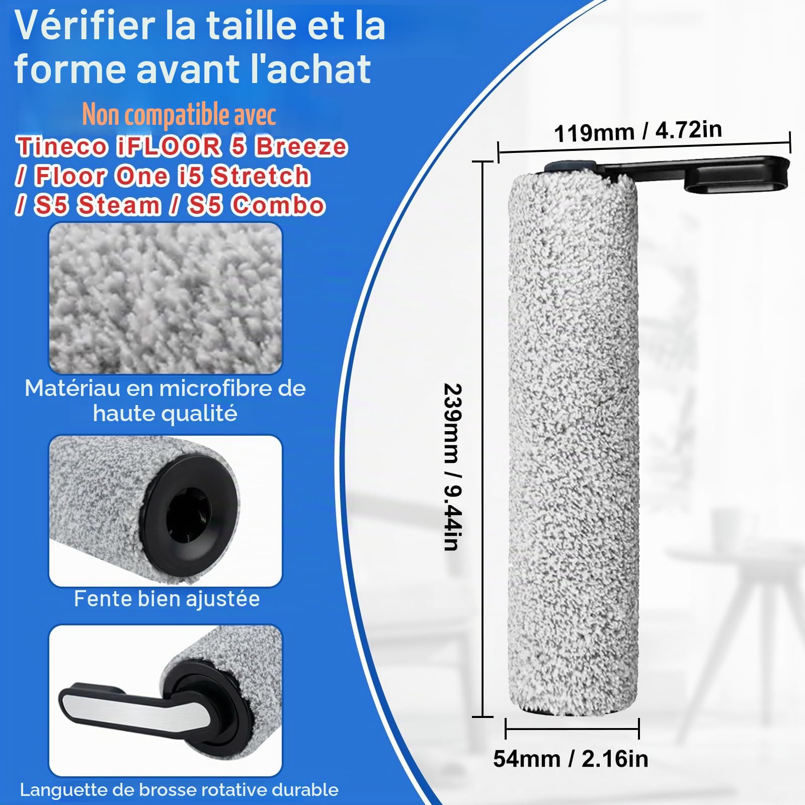 Tineco Floor One S5 Pro 2 Extreme Rouleau Brosse Rechange Filtre HEPA 2 Brosse 2 Filtre