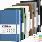 6 Pack Journal Notebooks for Work with 6 Pens, A5 Hardcover Notebook,Business Notebooks Bulk, College Ruled Notebook for Men, Leather Journal for Writing, 160 Pages, 100GSM Thick Paper (5.7" x 8.3")
