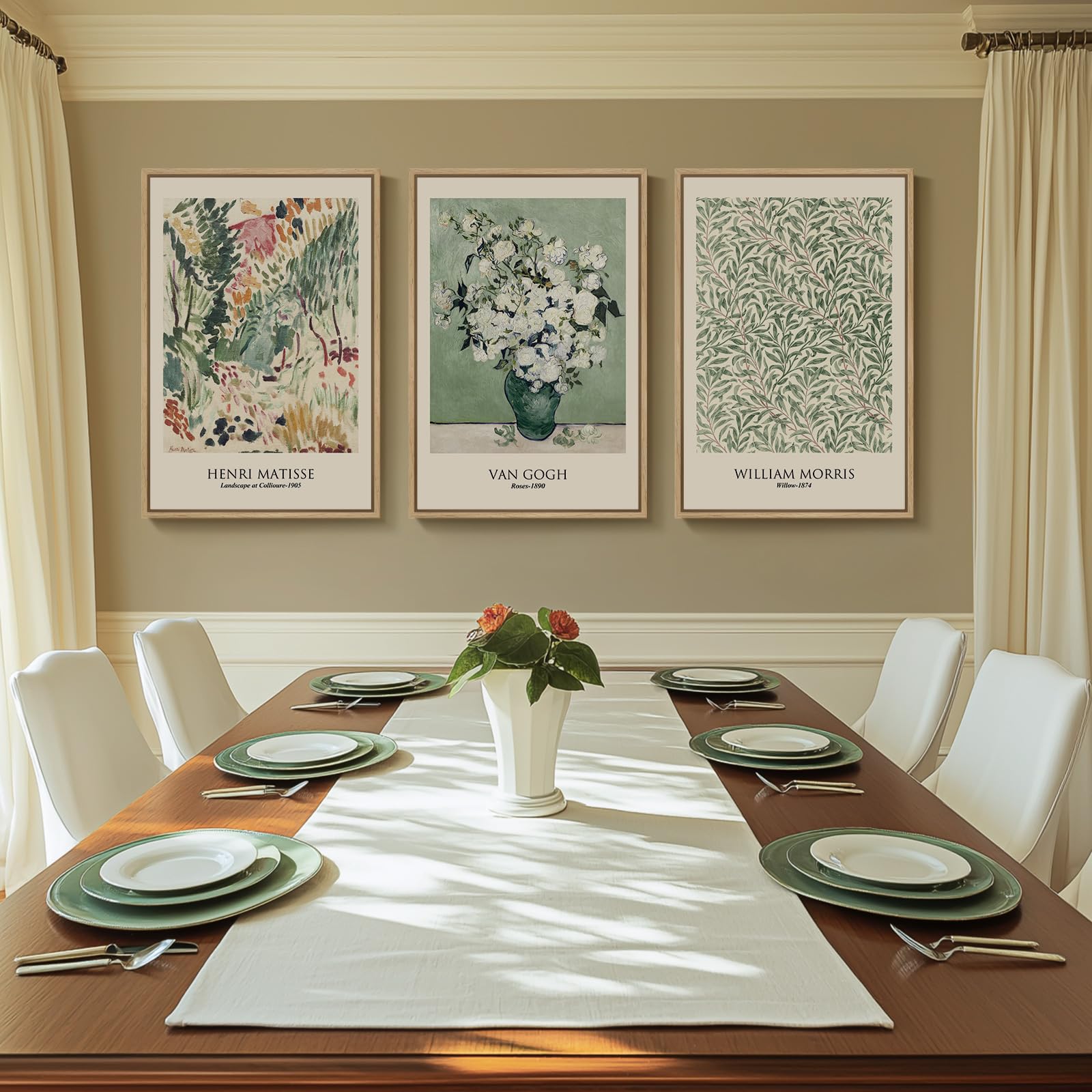 PWAAHDC Set Of 3 Matisse Wall Art Prints - Beige Neutral Vintage Canvas Posters For Stylish Living Room And Bedroom Decor (Unframed, A2