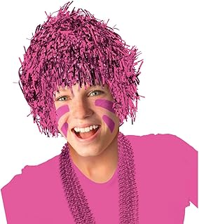 Fun Tinsel Wig Funny Costume Party Headwear, Pink, Foil, 10
