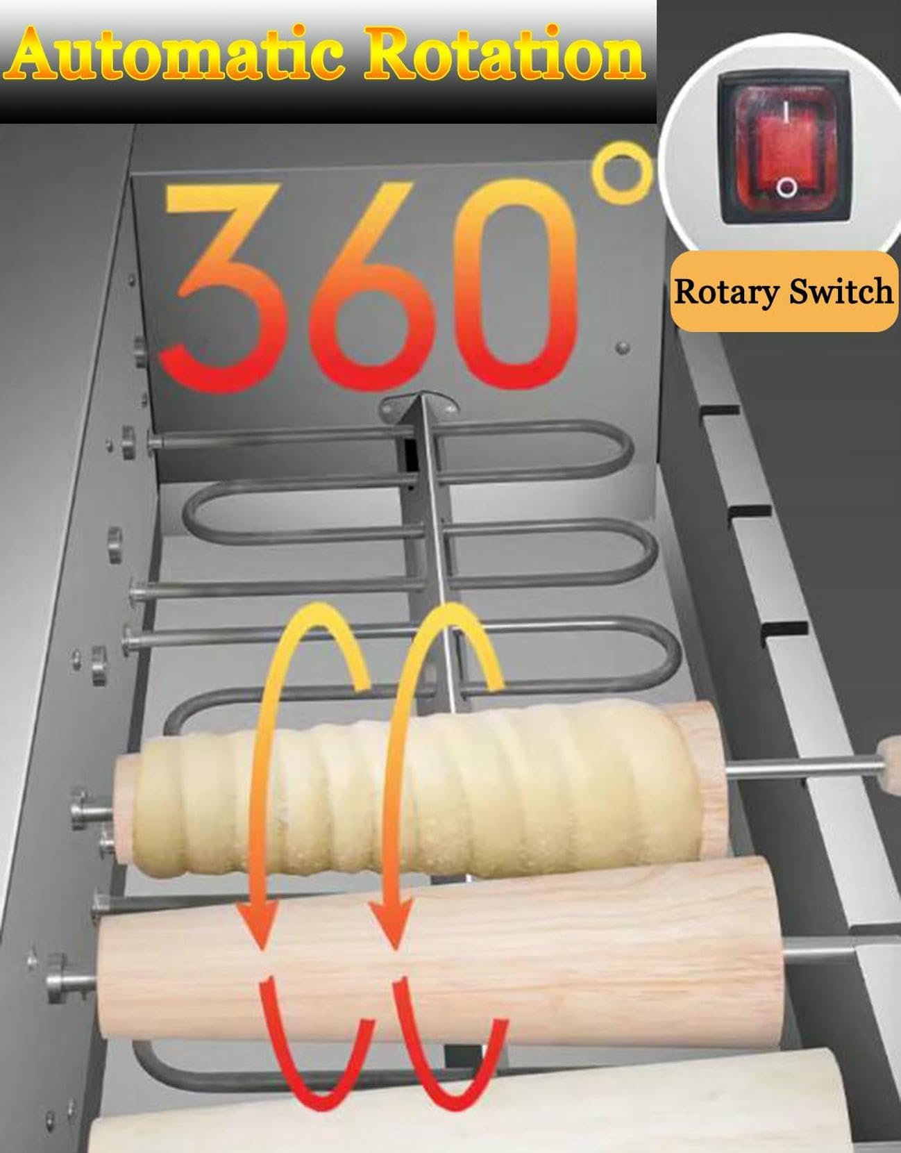 Four à gâteaux électrique Professionnel à cheminée, 3000 W Haute Puissance pour des Cornets de Glace et des gaufres Parfaits, idéal pour Les Restaurants, Les cuisi,Digitaldisplay
