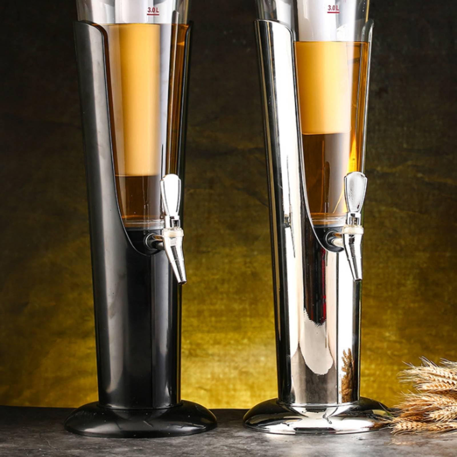 Bier Zapfsäule Getränkespender Ausschankzylinder Turm mit Sichtbehälter Und Einzelauslass für Gastronomie Empfang, Schwarz, Schwarz