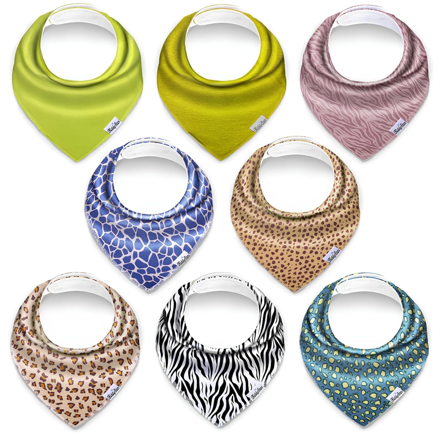 KiddyStar Drool Bibs for Babies – Organic, Unisex, Soft Absorbent Teething Bibs with Adjustable Snaps