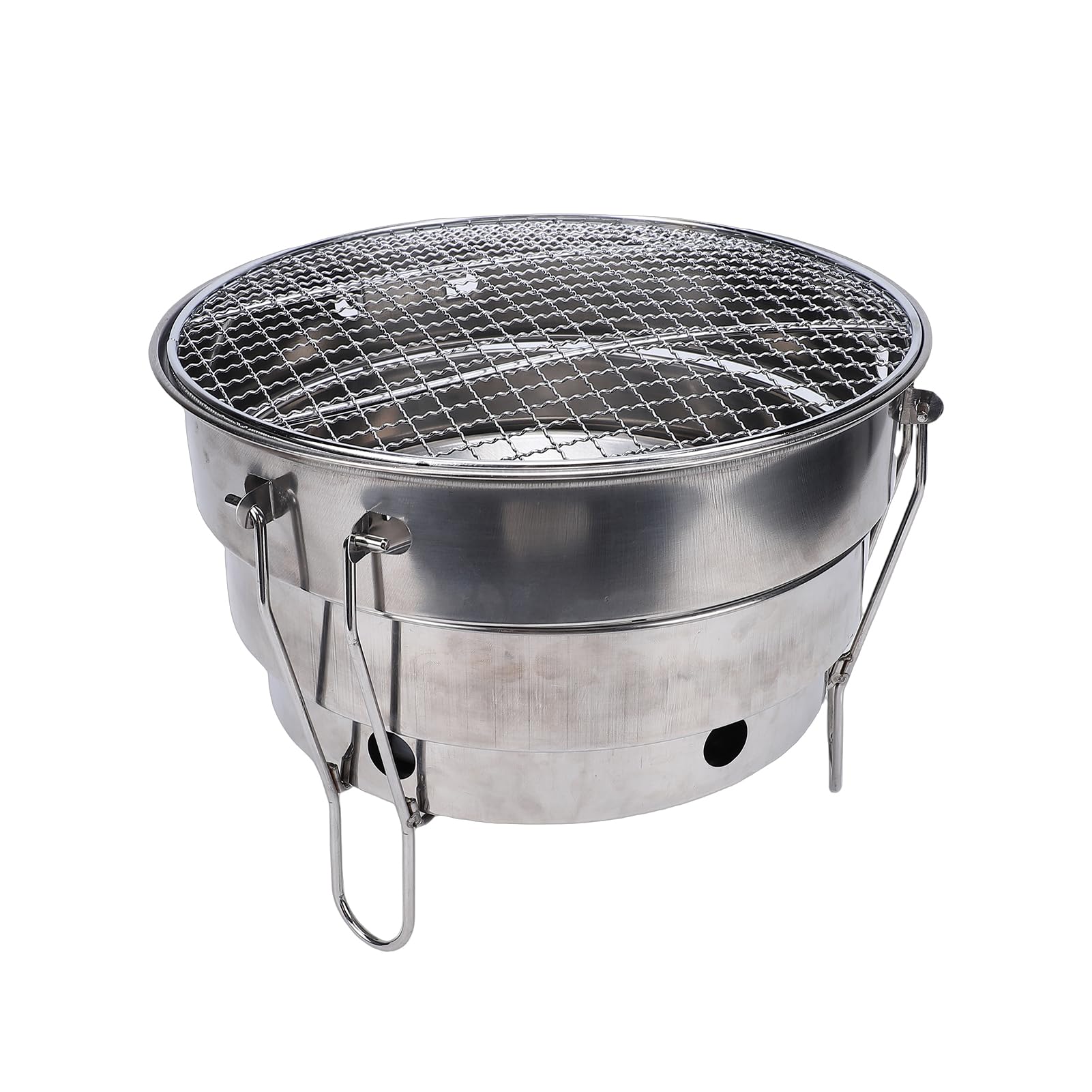 Dpofirs Griglia a Carbone Pieghevole Portatile, Griglia per Barbecue da Campeggio in Acciaio Inossidabile da 29 Cm per Cucinare all'aperto, Patio, Cortile, Picnic con Borsa per il Trasporto (CW305