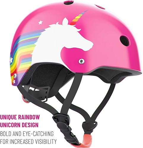 Miniatura 2 de Noggn Casco de bicicleta para niños, niñas y niños  5 diseños unicornio arcoíris, estrella estadounidense, tropical, playa, montaña  bicicleta