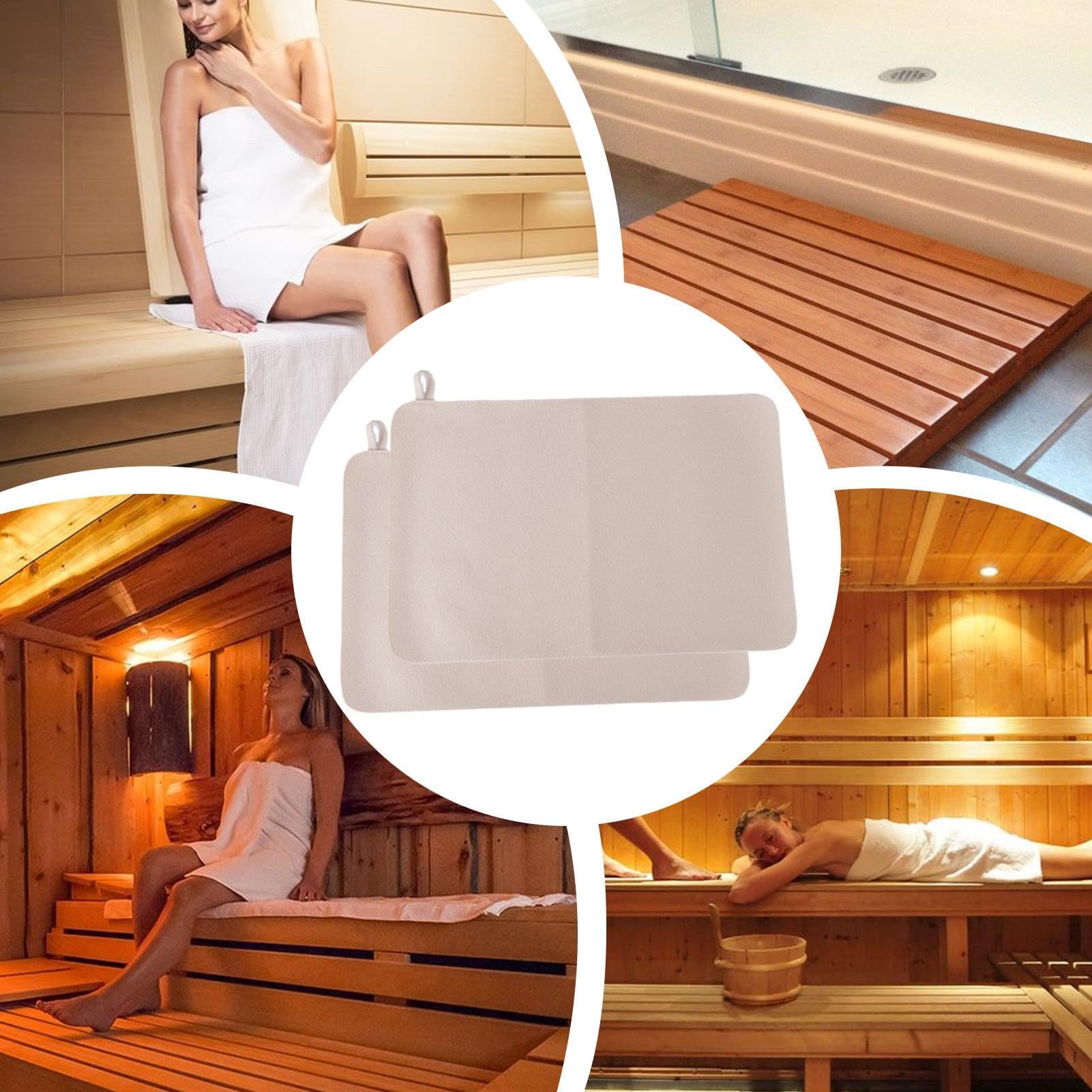 Alfombrilla para Sauna, cojín para Sauna, 2 Alfombrillas de Fieltro Grueso para Sauna, Aislante del Calor, Almohadilla Absorbente de Agua, Accesorio para baño de Vapor, hogar y SPA
