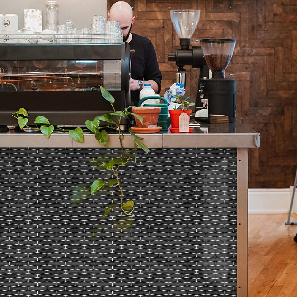 LMYSXAOZ Tile Stickers Black Dark Grey Stick on Tiles PVC Self Adhesive Wall Heat Resistant Peel and Floor Kitchen Bathroom for Walls 15x15cm/10pcs