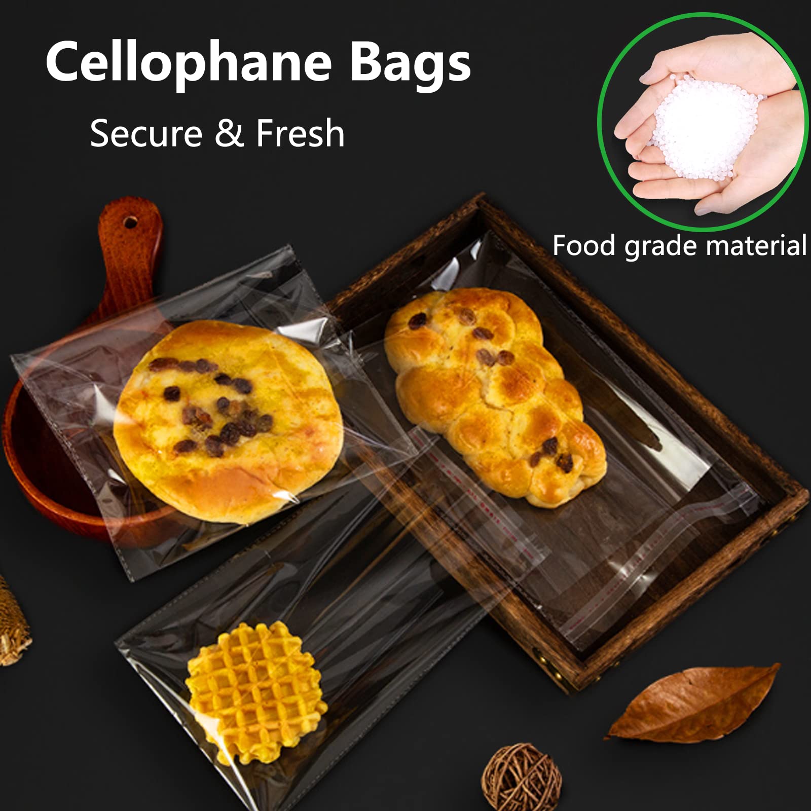 100 Pcs Clear Cellophane Bags 6x9 Inch - Resealable Plastic Treat Bags For Candy, Cookies, Gifts