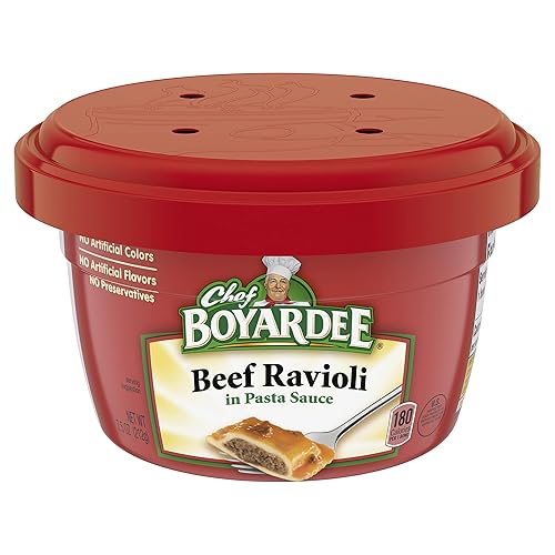 Chef Boyardee Beef Ravioli in Pasta Sauce, Microwave Food, 7.5 OZ Microwaveable Bowl (12 Bowls) - 7.5 Ounce (Pack of 12)