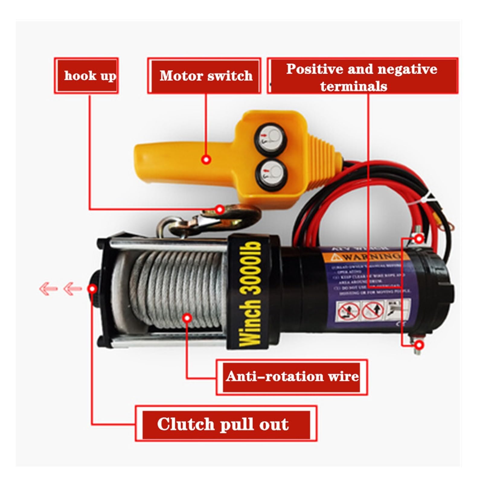 Verricello Elettrico 2000/3000/4000/4500/6000/9500/12000lb12v Verricello Car Tuning Maniglia/Wireless Wire Rope ATV Verricelli for Buggy da Spiaggia Potente Sicuro(6000lb Wireless)