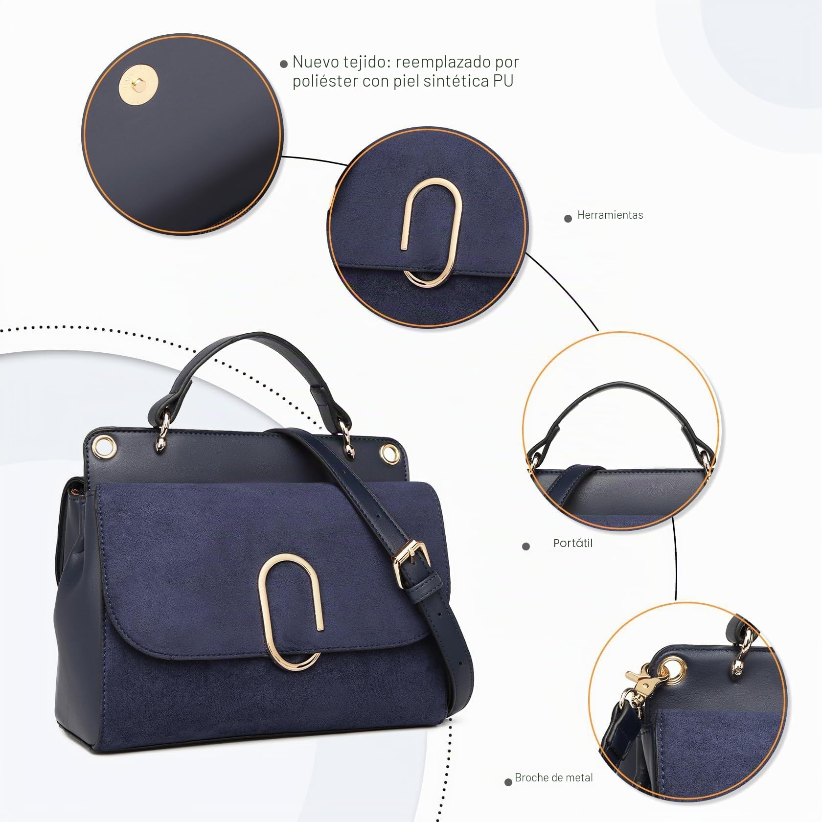 Miss Lulu Mujer Bolsa de asa superior Bolsos de gamuza Bandolera bandolera Para el trabajo Compras Viajar Cuero PU