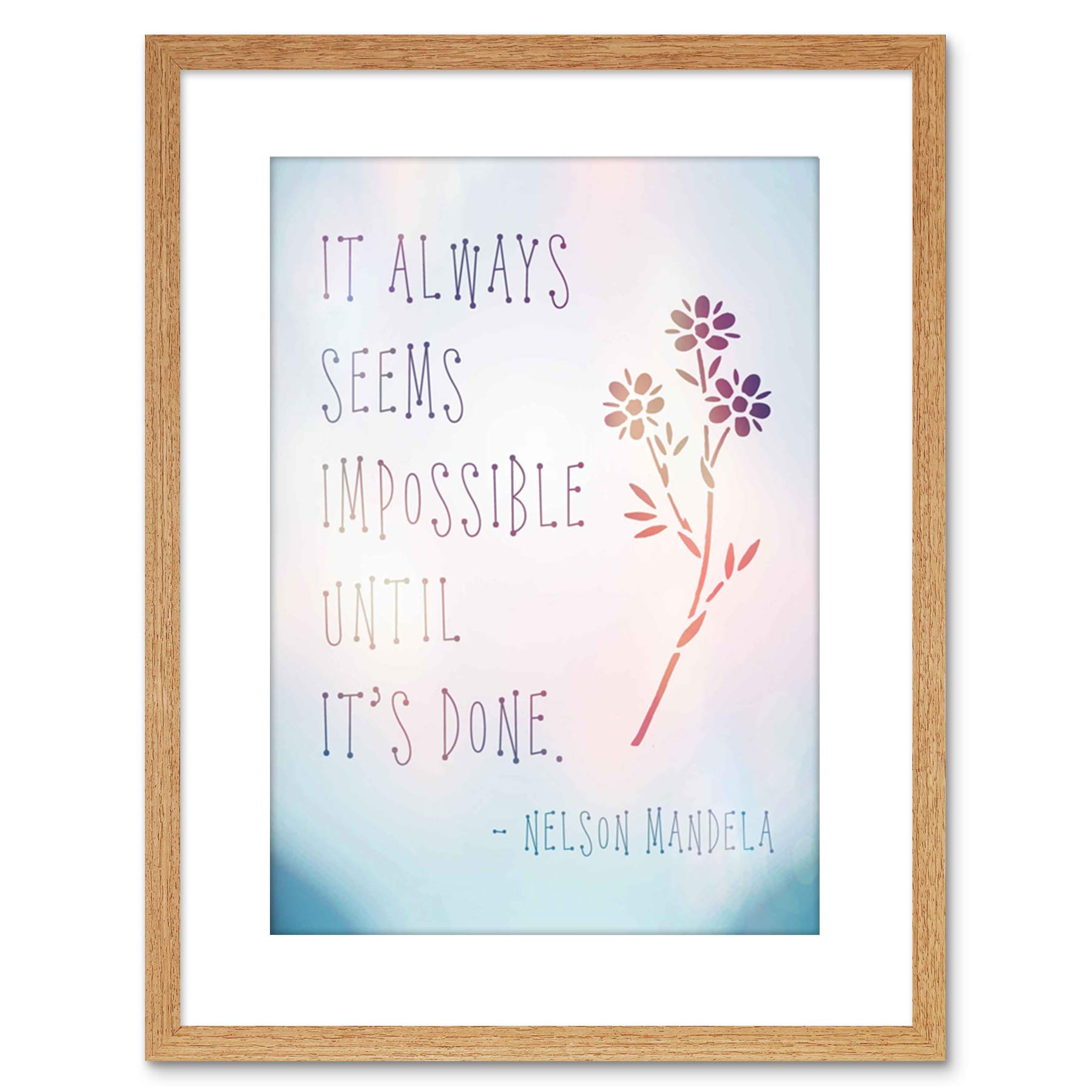 Wee Blue Coo Quote Nelson Mandela Always Impossible Done Framed Wall Art Print