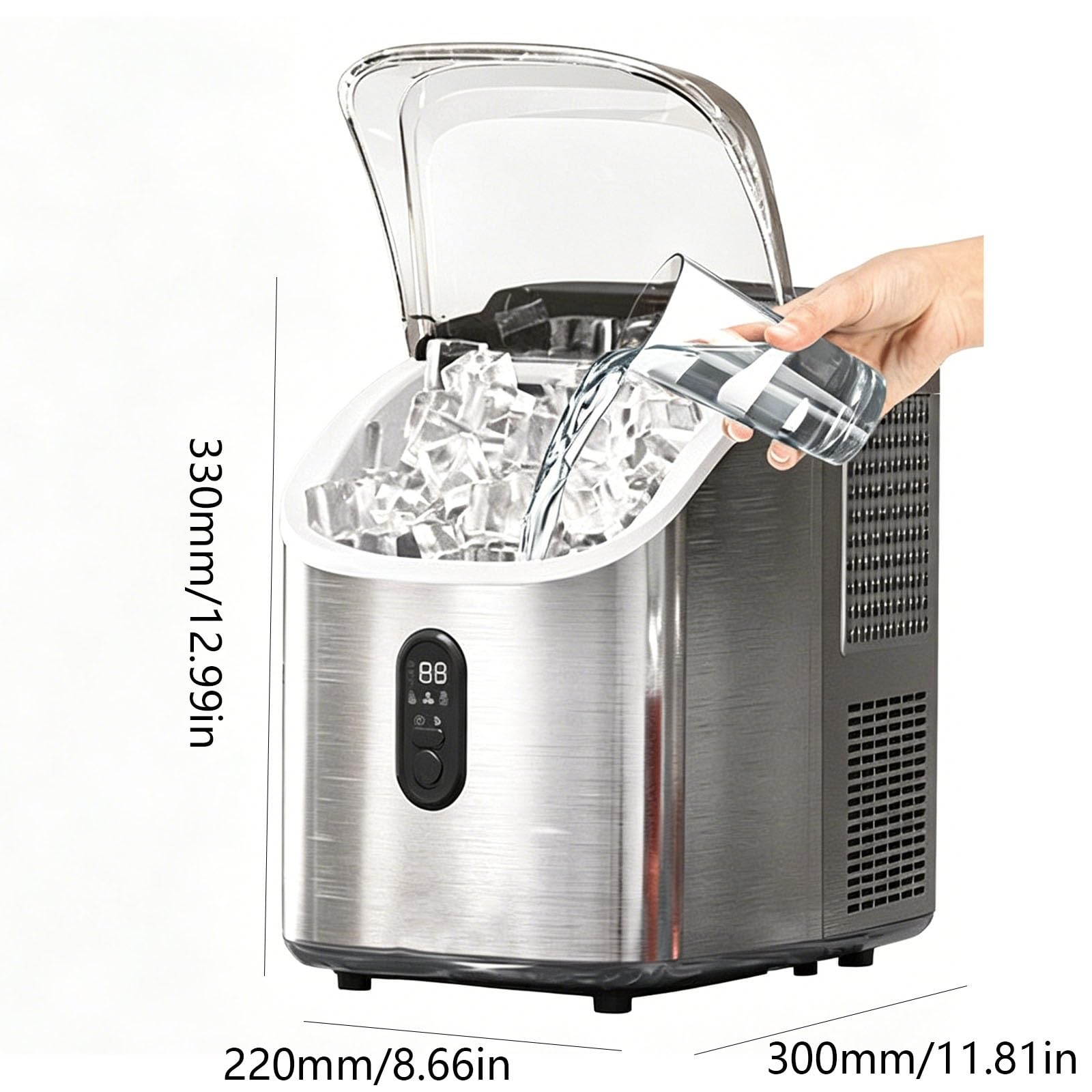 Máquina para Hacer Hielo de Sobremesa, Máquina para Hacer Hielo Portátil, Fabricación de Hielo Temporizada, Autolimpieza con Un Solo Botón, Adecuada para El Hogar Y Cafeterías Pequeñas(B)