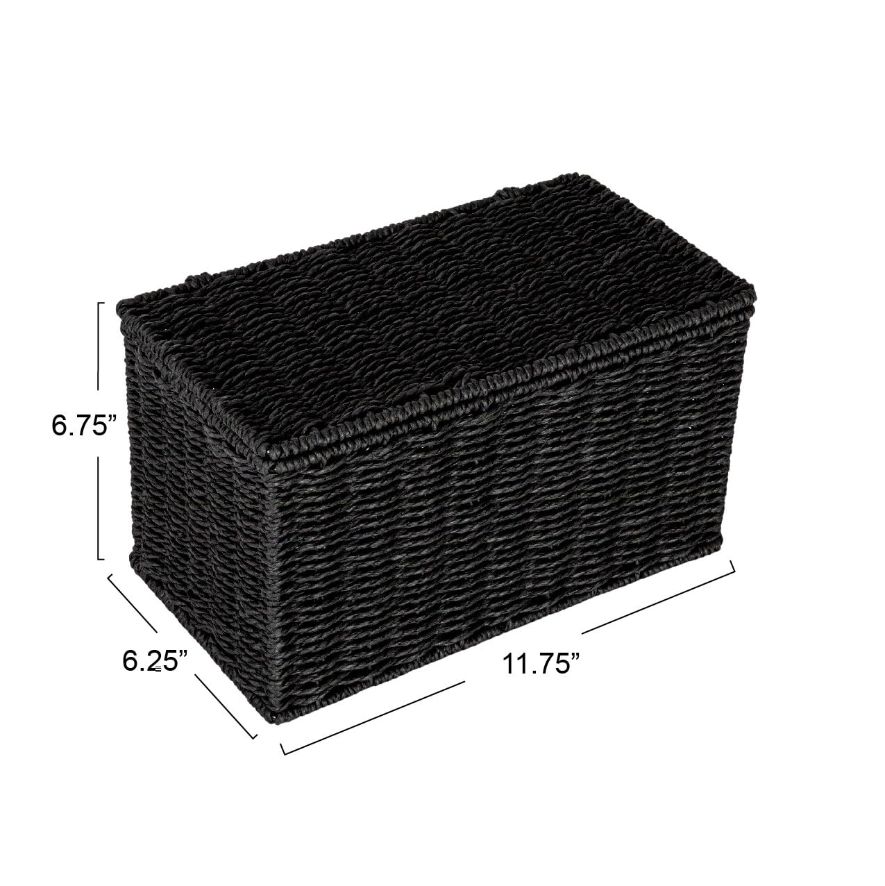 Household Essentials Mały ręcznie tkany kosz wiklinowy z pokrywką, czarny