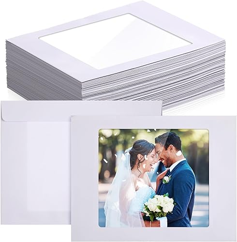 Ctosree 100 sobres de cara completa, sobres de papel blanco de 37 libras con ventana completa transparente para fotos, catálogo, revistas, folletos,