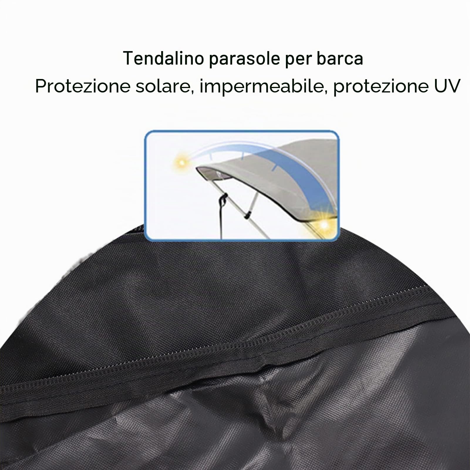 Alomejor Copertura Impermeabile,tendalino Parasole Pieghevole Protezione Sole Pioggia Design Leggero for Proprietari Barche Escursioni nautiche Usi marini Estivi