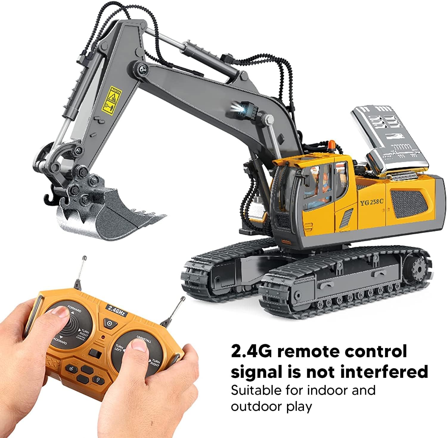 Black Foru Remote Control Excavator Toy, 11 Channel RC Construction Vehicles 680 ° Rotary Working Tower Haulers Digger Toys Engineering Vehicle Model Gift for 6 7 8 9 10 Years Old Kids Boys 3
