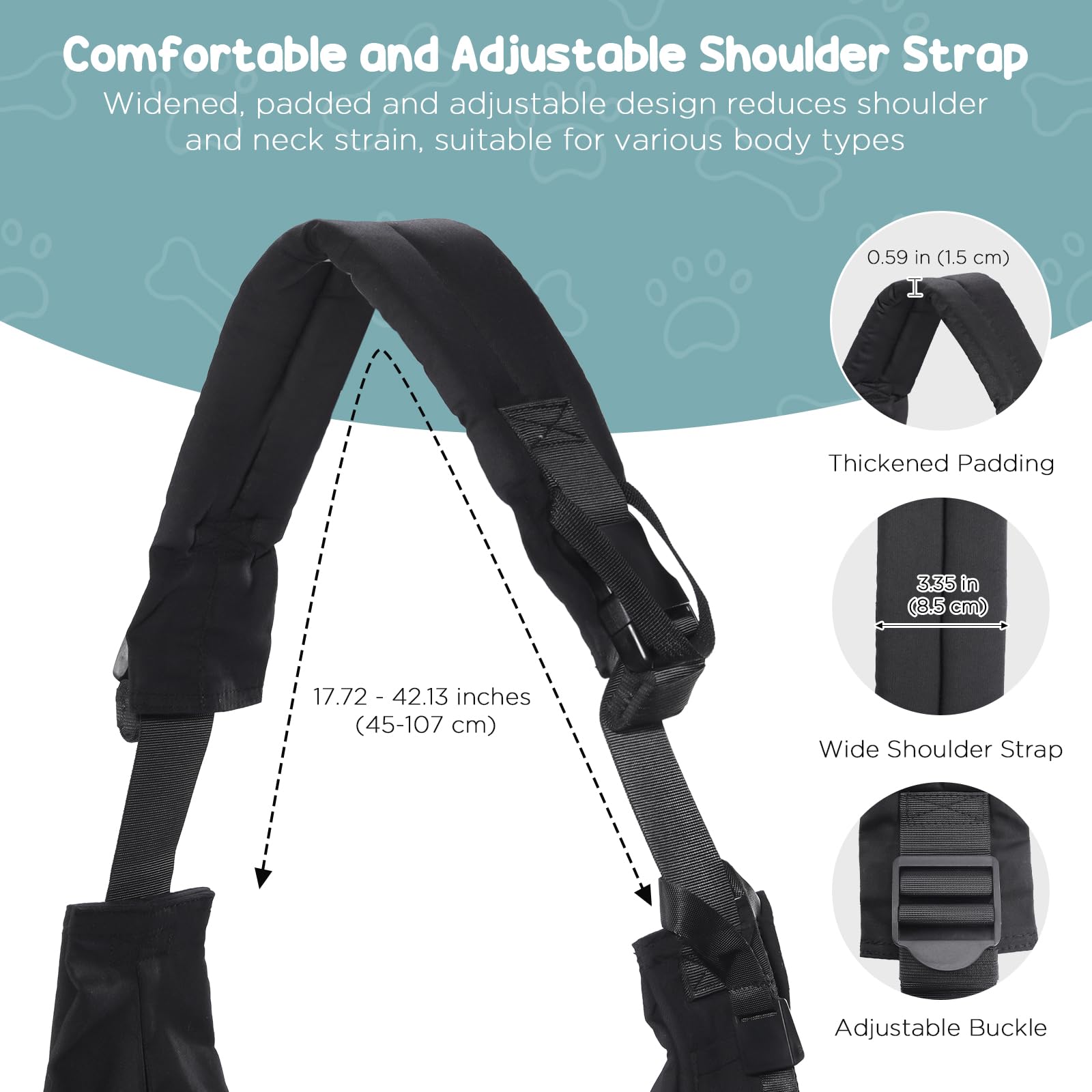 Avont Borsa per Cani Piccola Taglia e Gatti, Marsupio Cane Taglia Piccola/Gatti, Cinghia Regolabile & Design di Sicurezza, Borsa da Viaggio per Cani Fino a 7 KG -Nero