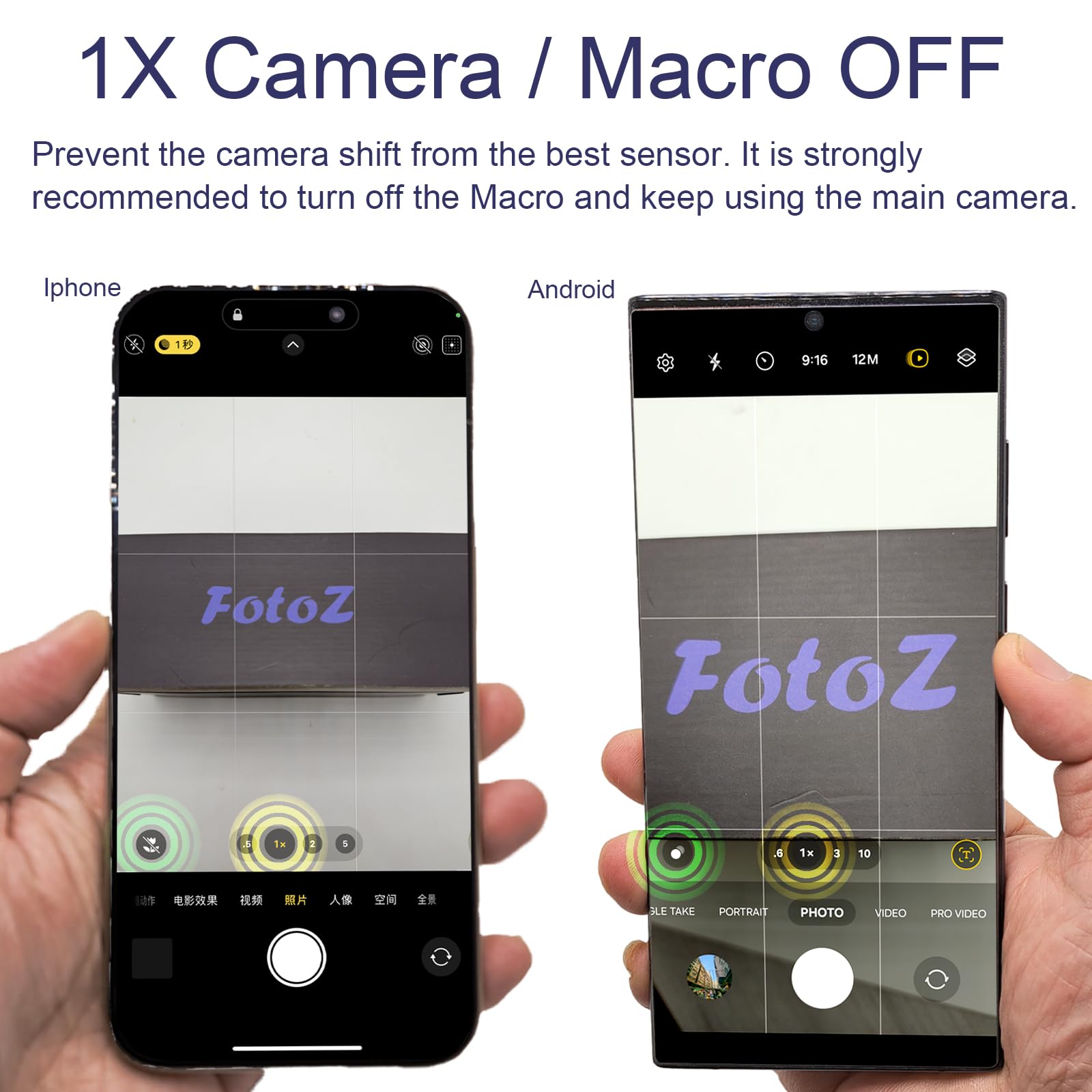 FotoZ - Kit de lentes de fotografía profesional con luz de relleno LED recargable, lente gran angular, lente macro, clip plano, funda de transporte para iPhone, Android, smartphone, tableta y portátil