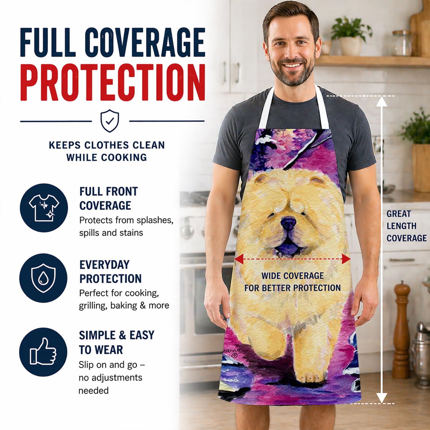 Caroline's Treasures SS1005APRON Chow Chow Delantal, grande, multicolor