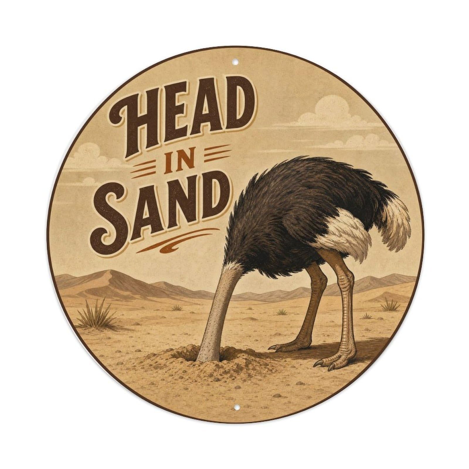 Okngb Style Ostrich Playful Pose Comic Bird Vintage Cartoon Rustic Metal Tin Sign Plaque Wall Decor For Cafe, Man Cave, Club Bar, Office, Home Garden Round Metal Poster 8X8inch