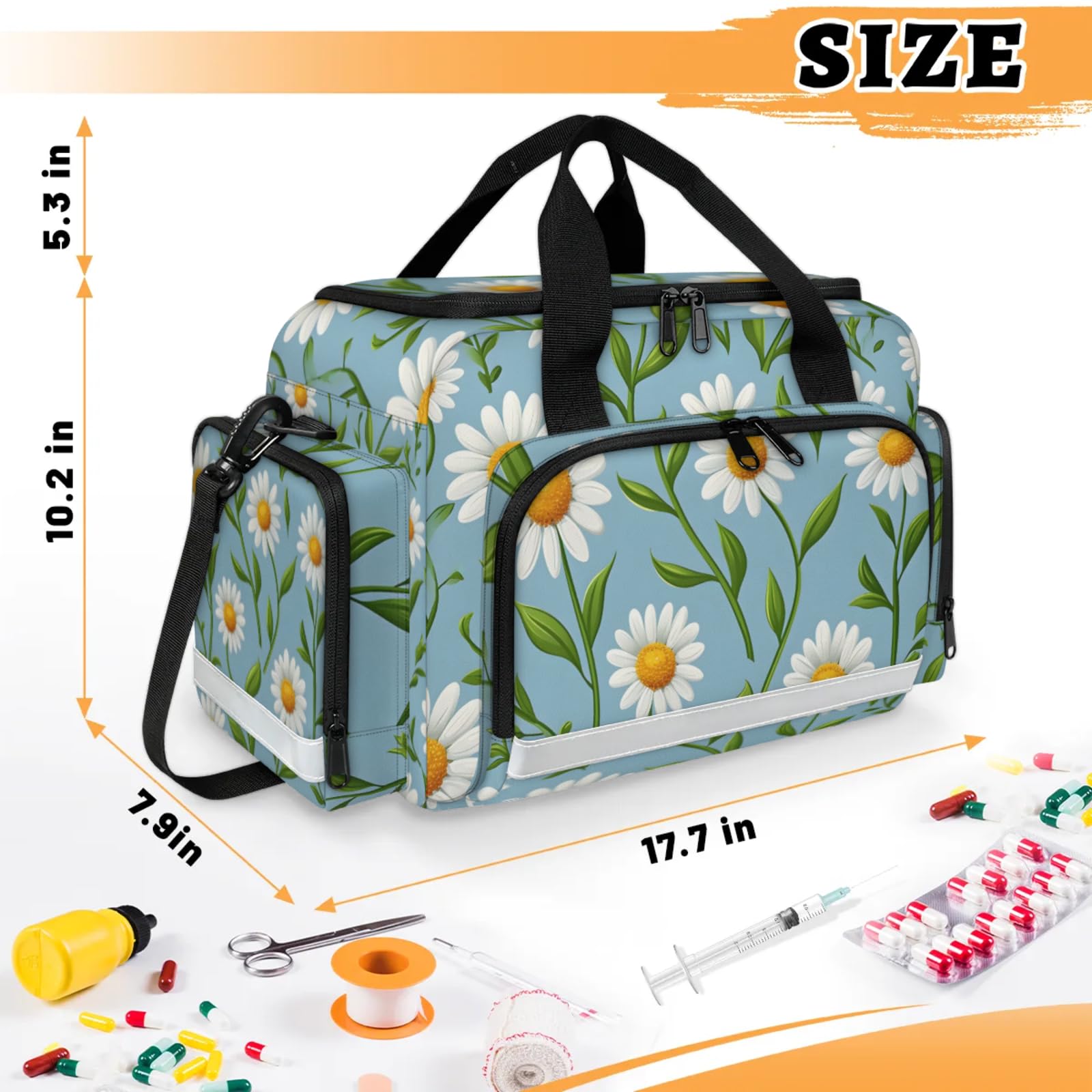 GzLeyigou First Aid Bags Empty, Mystical Floral Emergency Bag First Aid Kit Multiple Compartment Kit Carrier On Call Trauma Bag For Paramedics Emergency Medical Supplies Kit