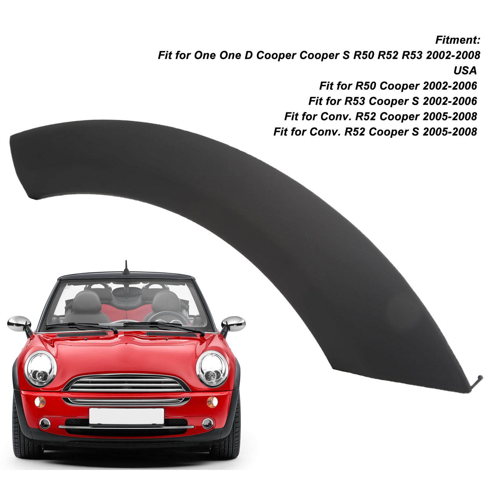 Fabater Sourcil de Roue, côté Droit et côté Gauche, Garde-Boue Supérieur Inférieur, Garniture de Passage de Roue, Bandes de Garde-Boue, Accessoires de Voiture pour R50 R53