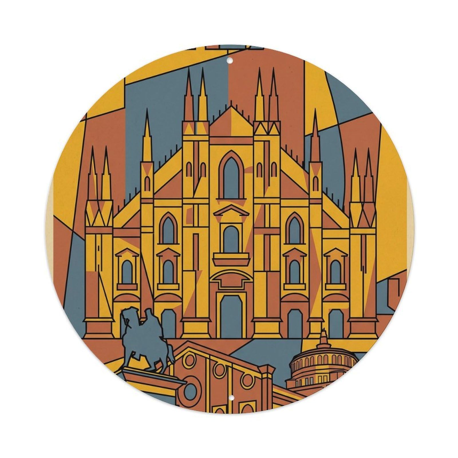 Vintage Travel Milan Italy Cubism Metal Tin Sign