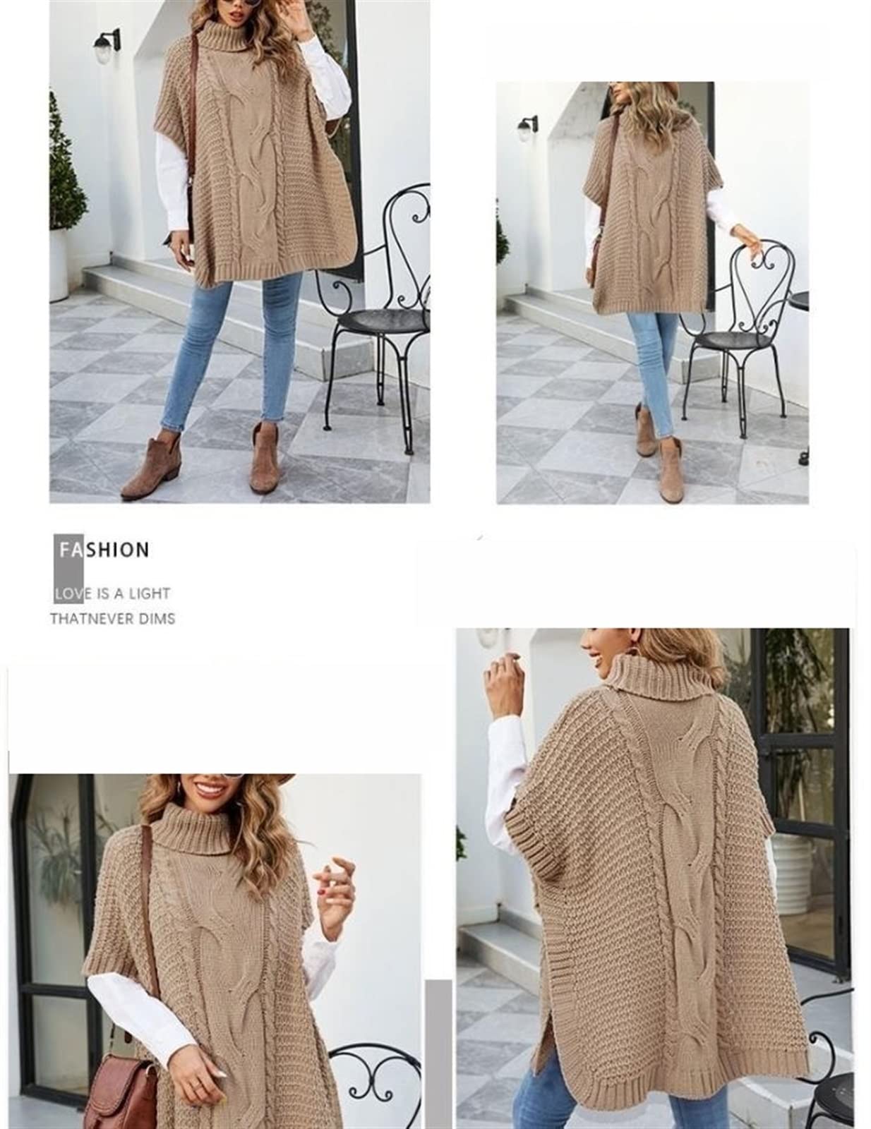 Oversize Winter Schal Mit Fledermausärmeln - Strickware Rollkragen Für Damen & Herren