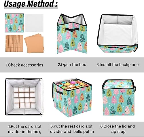 Miniatura 5 de Kigai Caja de almacenamiento para adornos de Navidad con cierre de cremallera y divisores ajustables para árbol de Navidad, decoración de