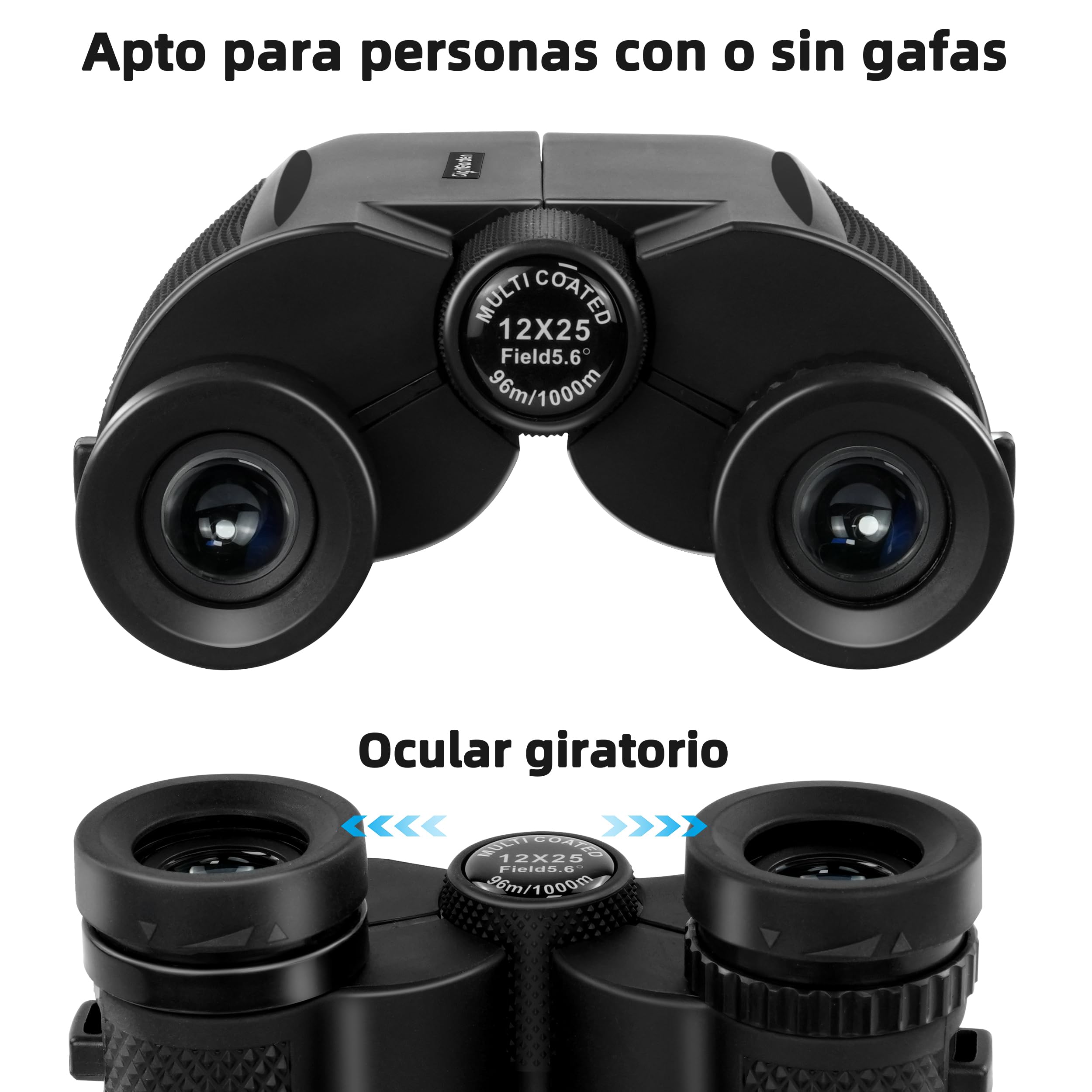 Prismáticos para Adultos y niños, 12x25 Compactos Prismáticos para Adultos con Gran Aumento, con Prisma BAK4 y Lentes FMC, para observación de Aves, conciertos, Viajes, Senderismo, al Aire Libre