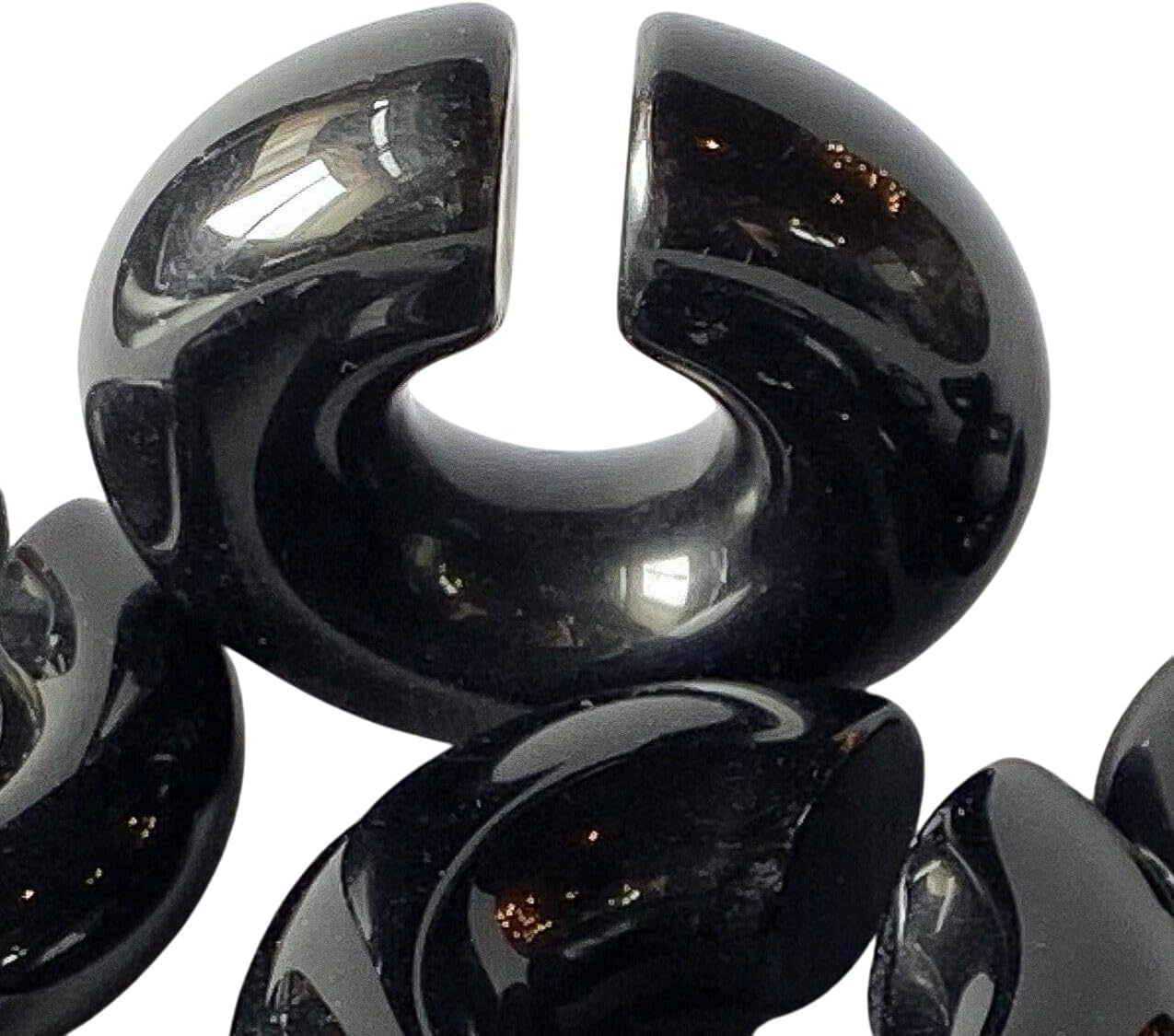 PAIR of Stunning Black Onyx Organic Stone Hoops Hangers - Ear Weight - Plug - Gauges - Tunnel - Body Jewelry
