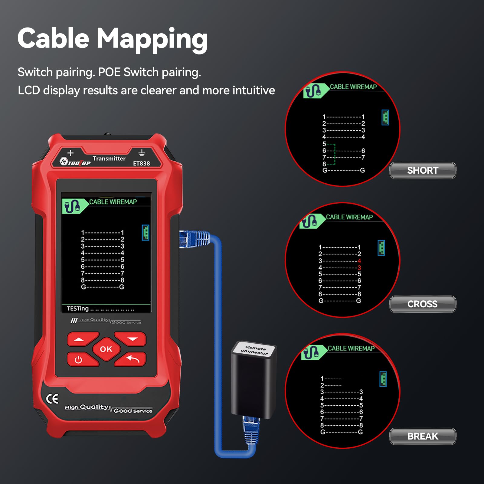 Localizzatore di cavi ET836 per interruzioni: sistema professionale di localizzazione di cavi interrati e a parete - Rilevatore di interruzioni,Multifunctional Line Finder Multimeter