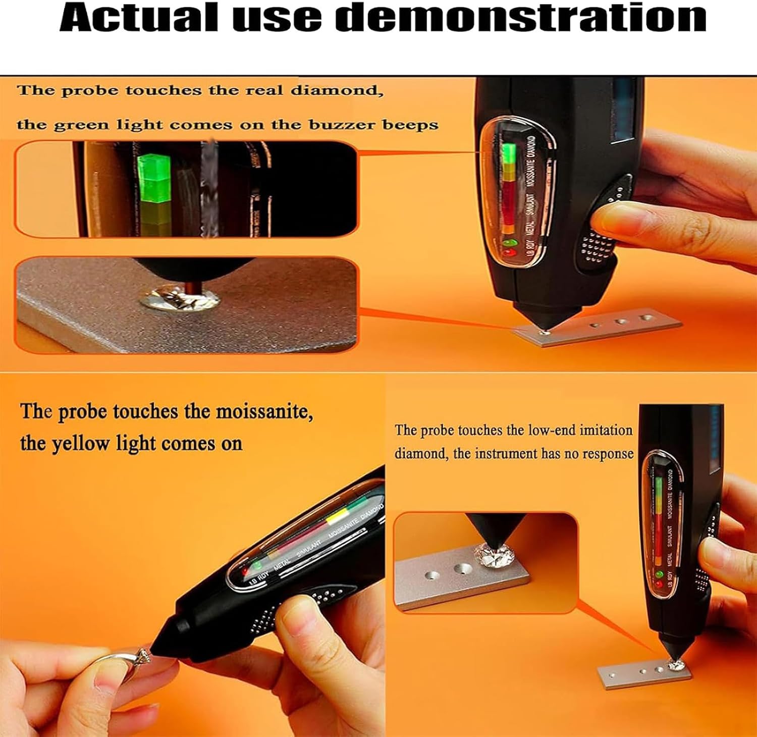 Diamond Detector, Multi Diamond Tester Pen, 180° Multi-Viewing LED Display/Buzzer Siren Reminder, Differentiates Between Diamond, Moissanite, Zircon