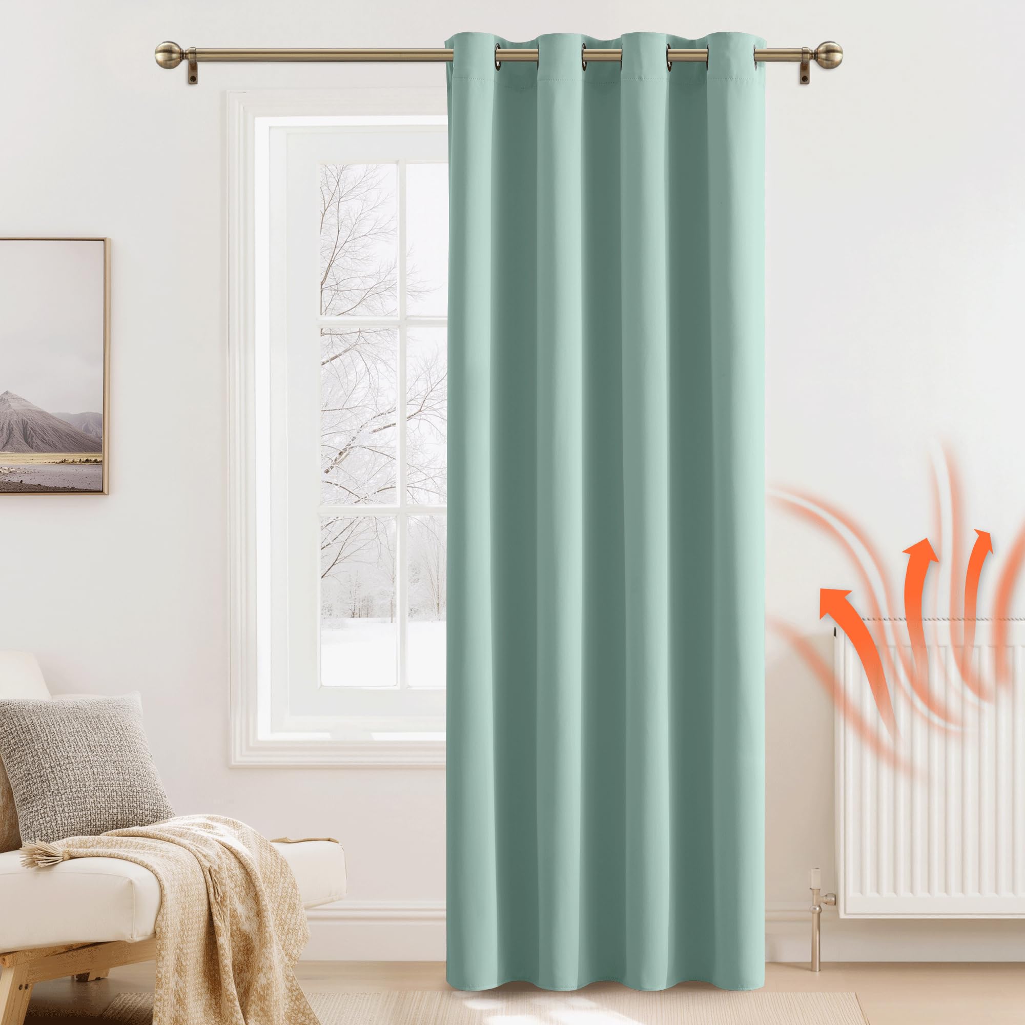 PONY DANCE Tende Oscuranti per Interni Moderne 1 Pezzo L 140 x A 260 cm Curtain Termiche Isolanti per Salotto e Cameretta Bimbo Eleganti, Verde Chiaro