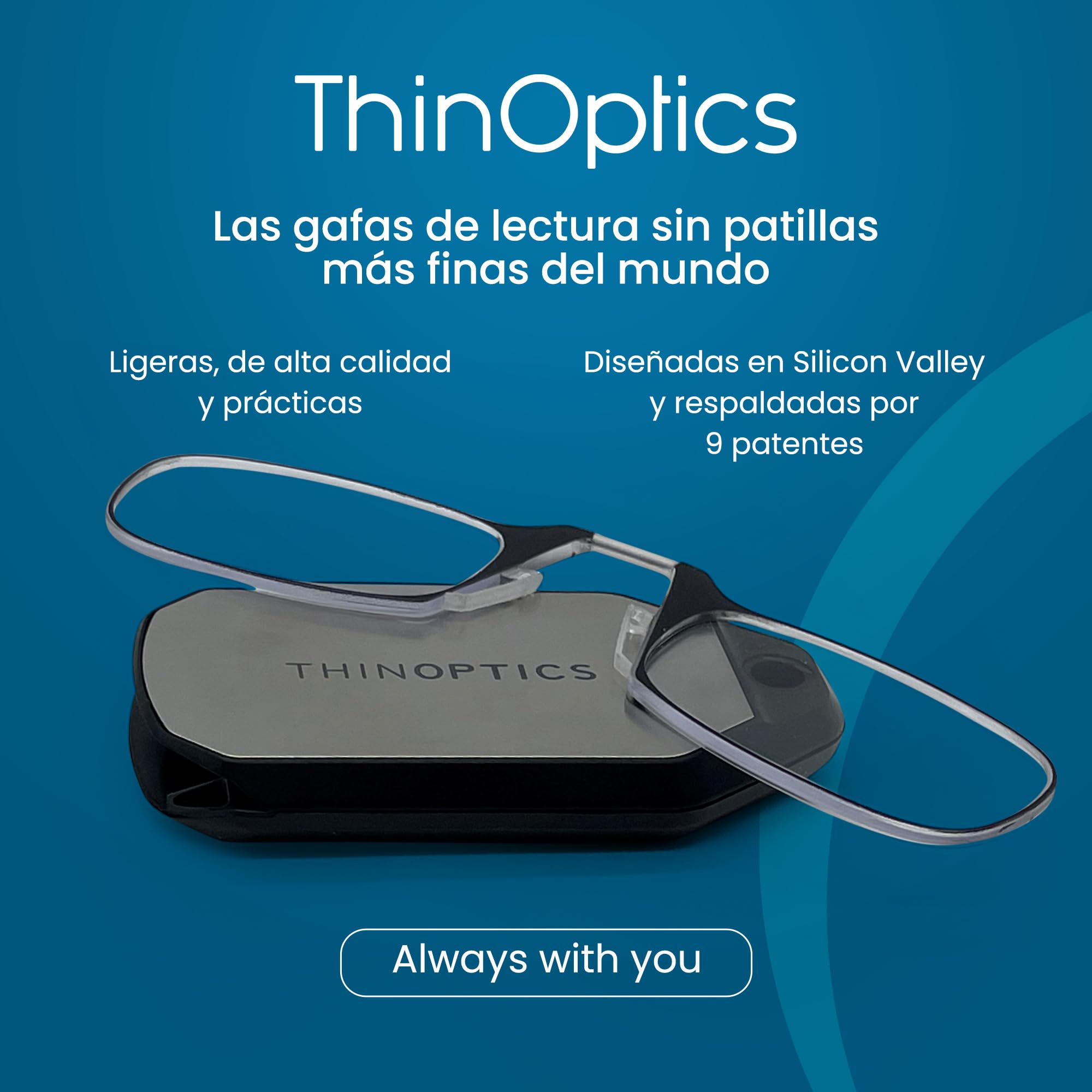 ThinOptics Gafas de Lectura Ultrafinas con Estuche Llavero – Gafas sin Patillas Compactas para Llevar en Llaves o Cartera – Portátiles, Ligeras y Resistentes, Siempre Contigo +1,00 +1,50 +2,00 +2,50