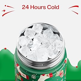 ENCOOL Christmas Insulated Water Bottle with Straw, Stainless Steel Water Bottle, Leak Proof BPA-Free, Keeps Cold for 24 Hours for Sports, Christmas Holiday Gifts for Women, 26 oz, Jolly Sock