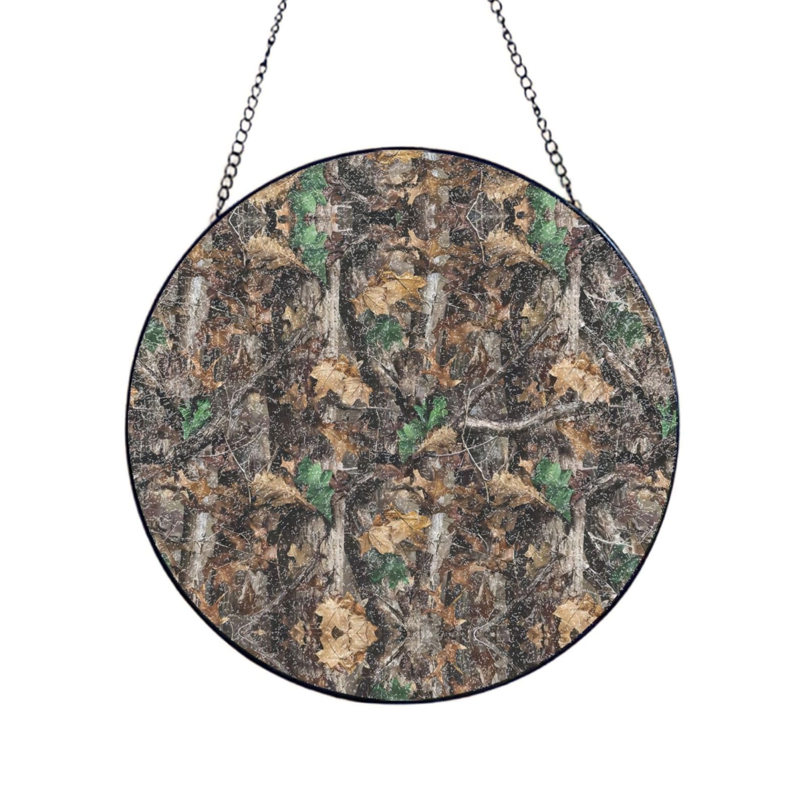 Phayah Cold Tree Camouflage Print Glass Window Hanging Sun Catchers Suncatcher Decor For Birthday For Home Garden Porch 8in（20cm）