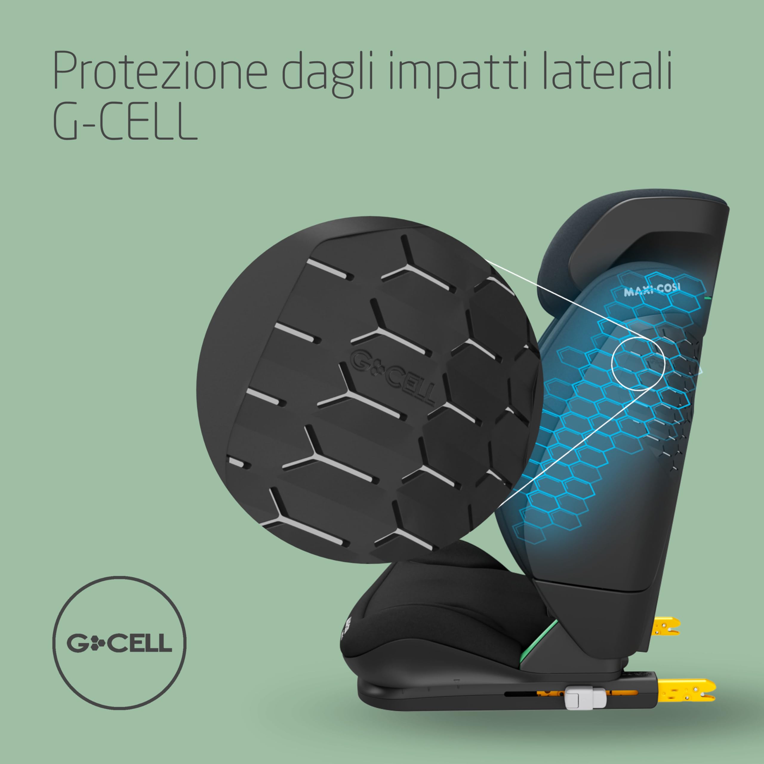 Maxi-Cosi RodiFix S i-Size, Seggiolino Auto ISOFIX Reclinabile in 3 Posizioni, 3,5-12 Anni (100-150 cm), Regolabile in Altezza/Larghezza, Protection G-CELL, Tecnologia AirProtect, Tonal Black