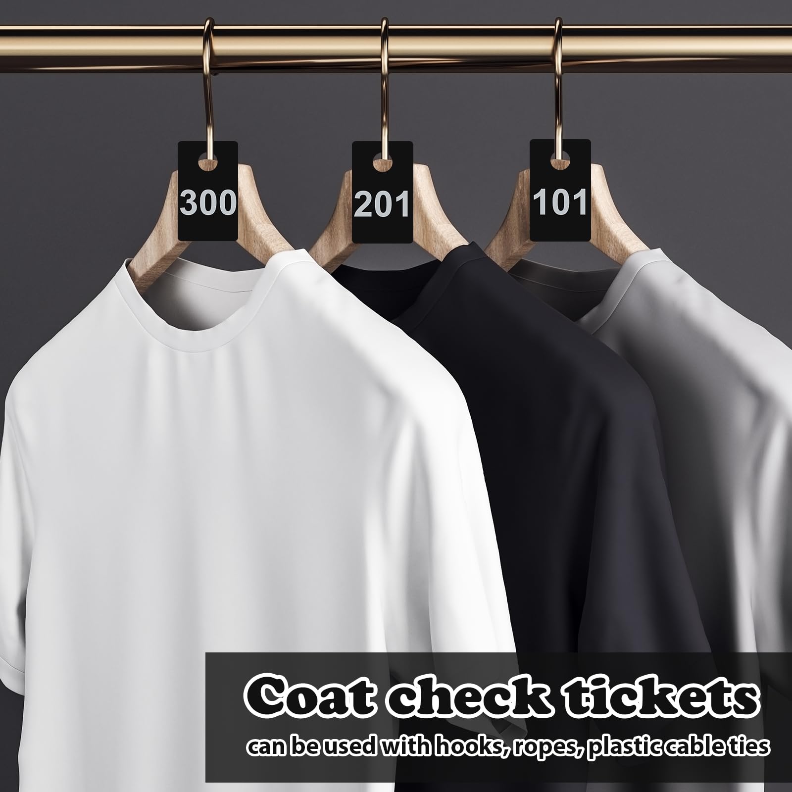 600 Stück lebende Kunststoff-Nummernschilder, 2-teilige Check-Tags, 1-300 Zahlenkarten mit Loch, wiederverwendbare Mantelscheck-Tickets, Garderobenraum-Tags für Facebook, Live-Event, Tombola